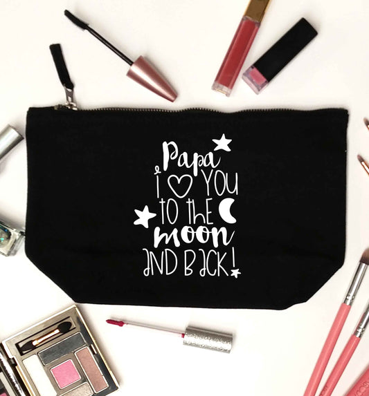 Papa I love you to the moon and back black makeup bag