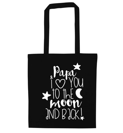 Papa I love you to the moon and back black tote bag