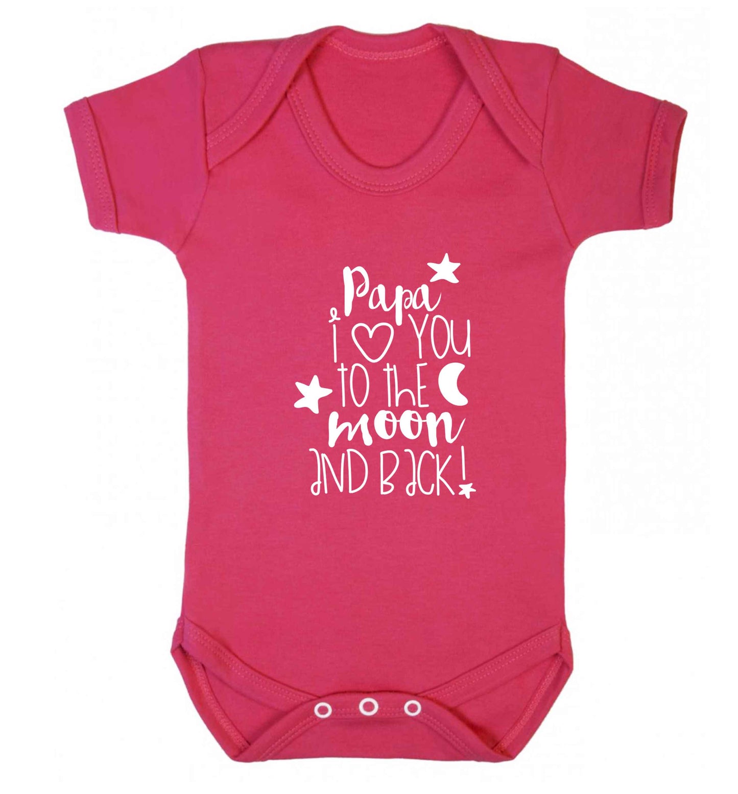 Papa I love you to the moon and back baby vest dark pink 18-24 months
