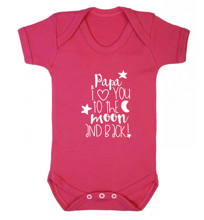 Papa I love you to the moon and back baby vest dark pink 18-24 months