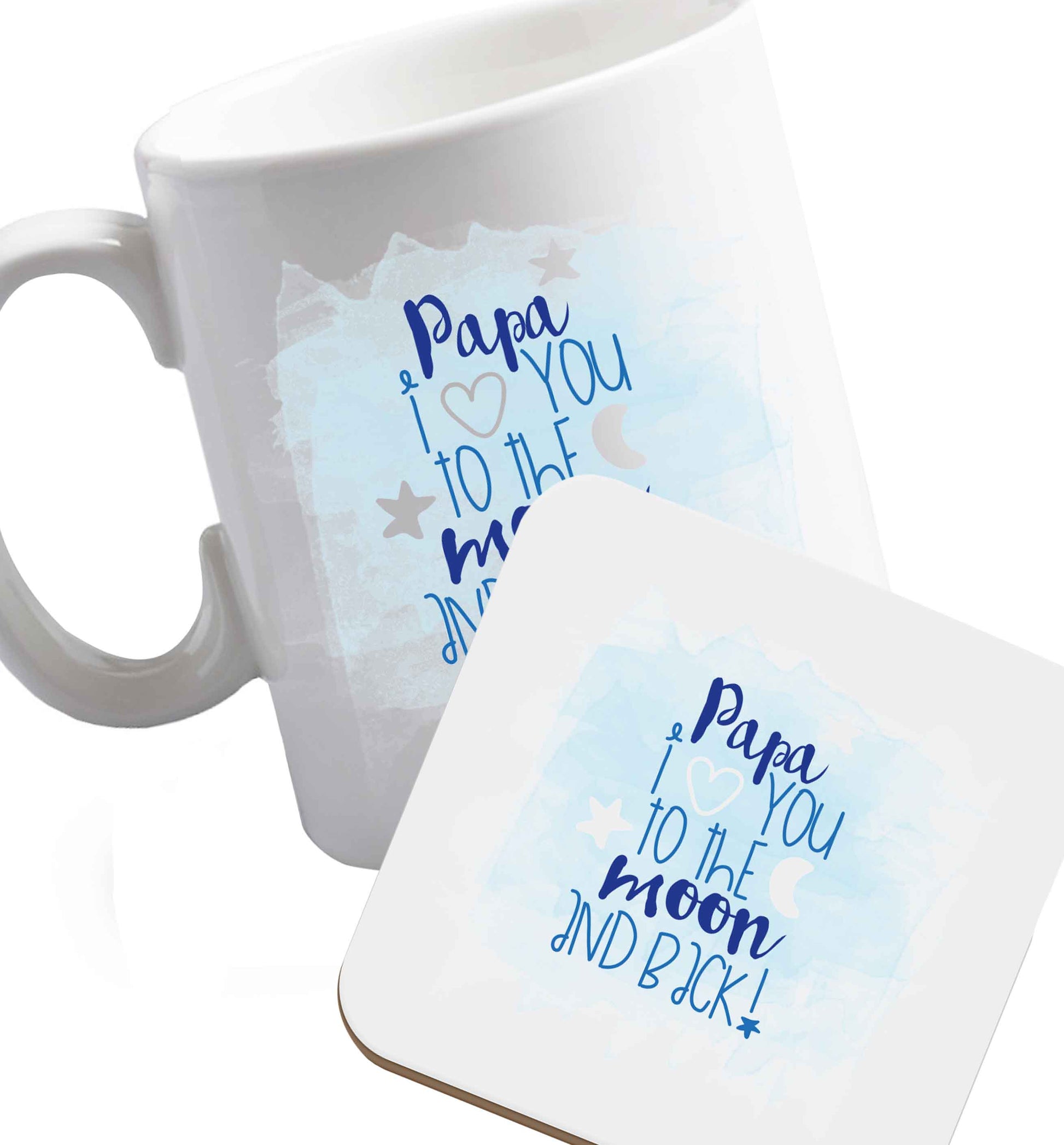 10 oz Favourite Type Pan Pancake ceramic mug and coaster set right handed