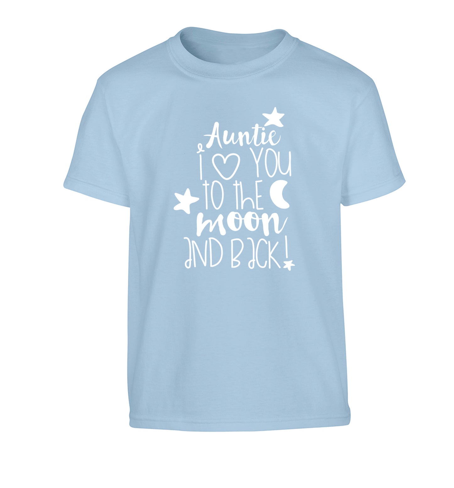 Auntie I love you to the moon and back Children's light blue Tshirt 12-14 Years