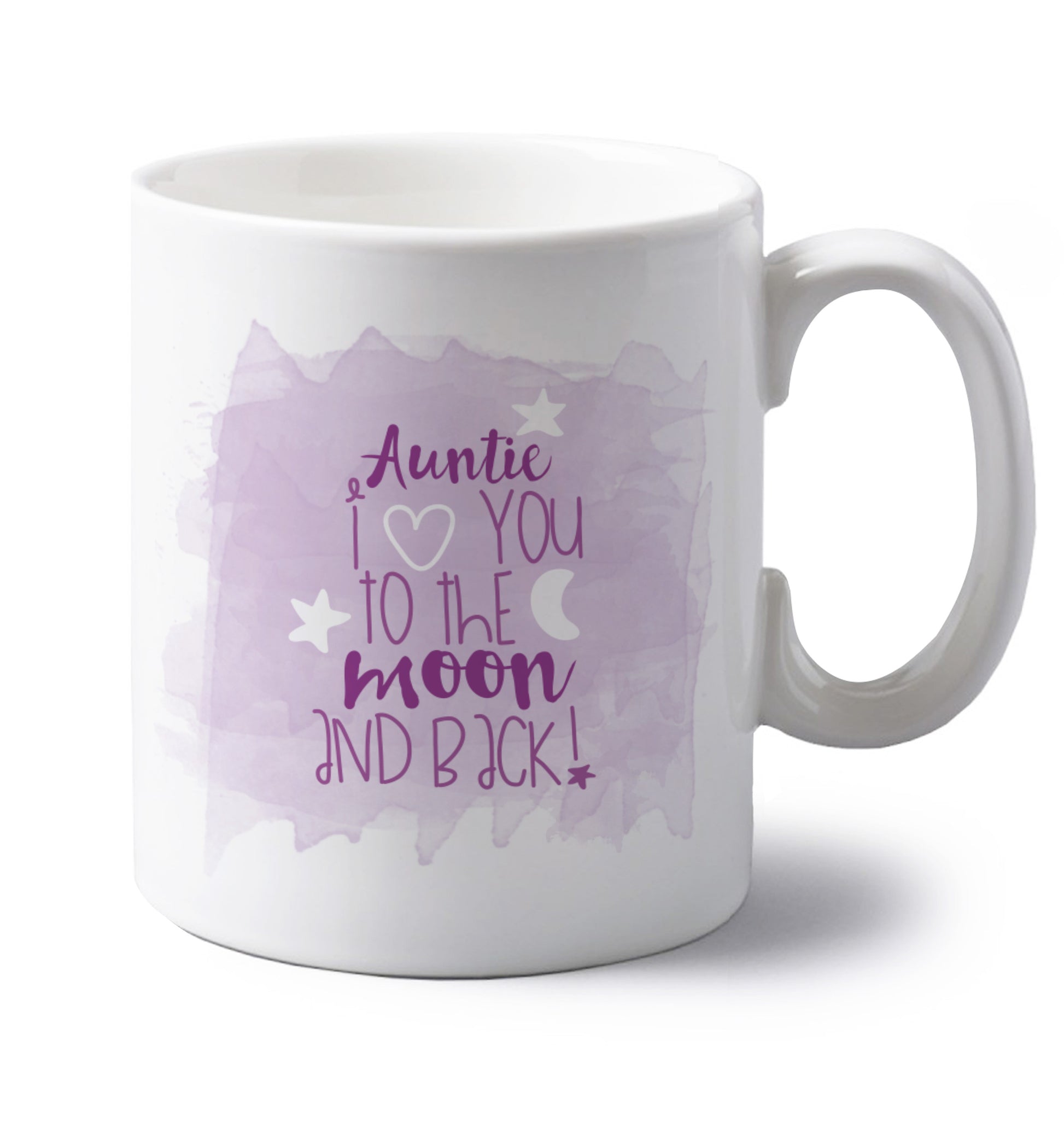 left handed white ceramic mug 