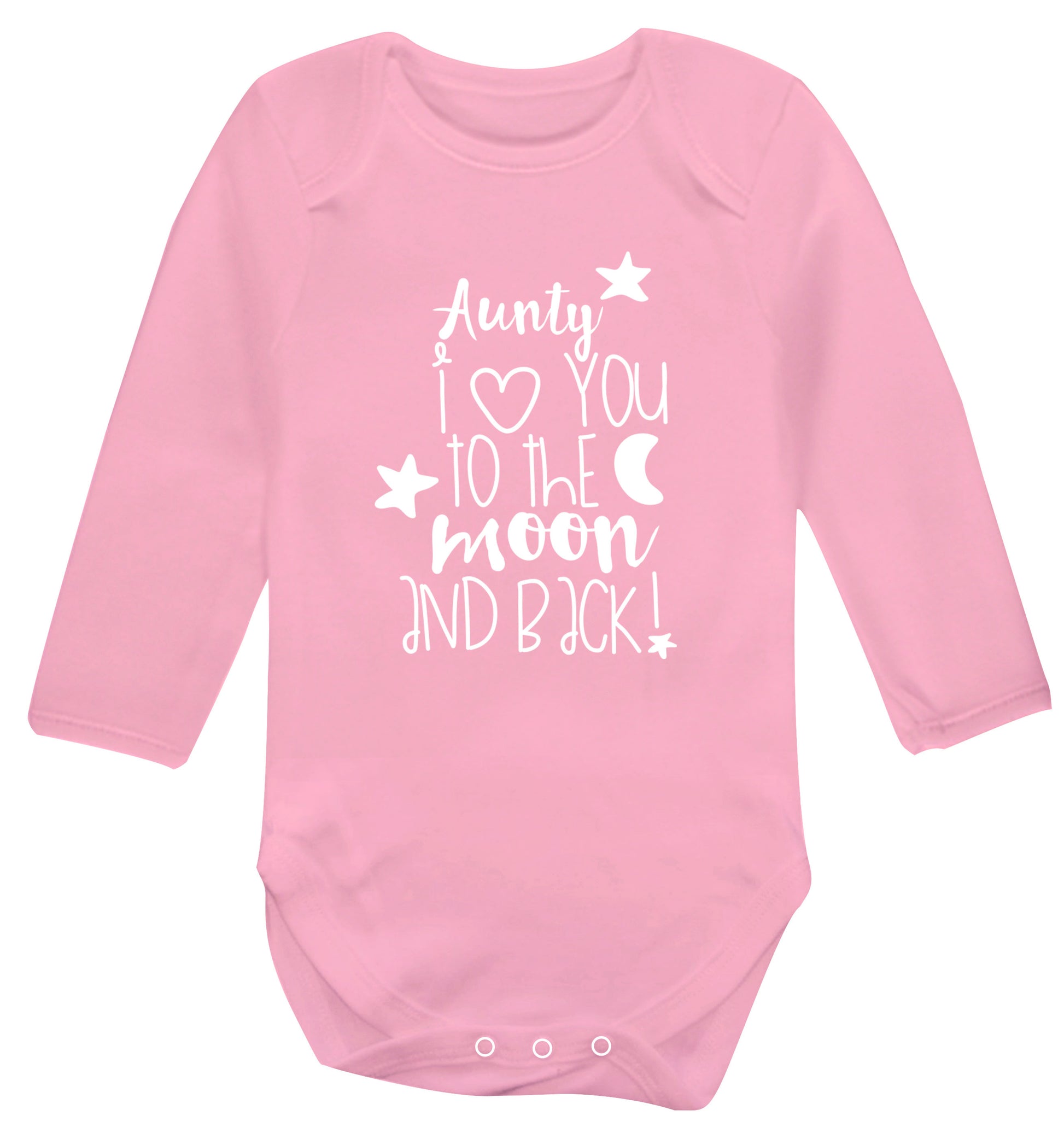 Aunty I love you to the moon and back Baby Vest long sleeved pale pink 6-12 months