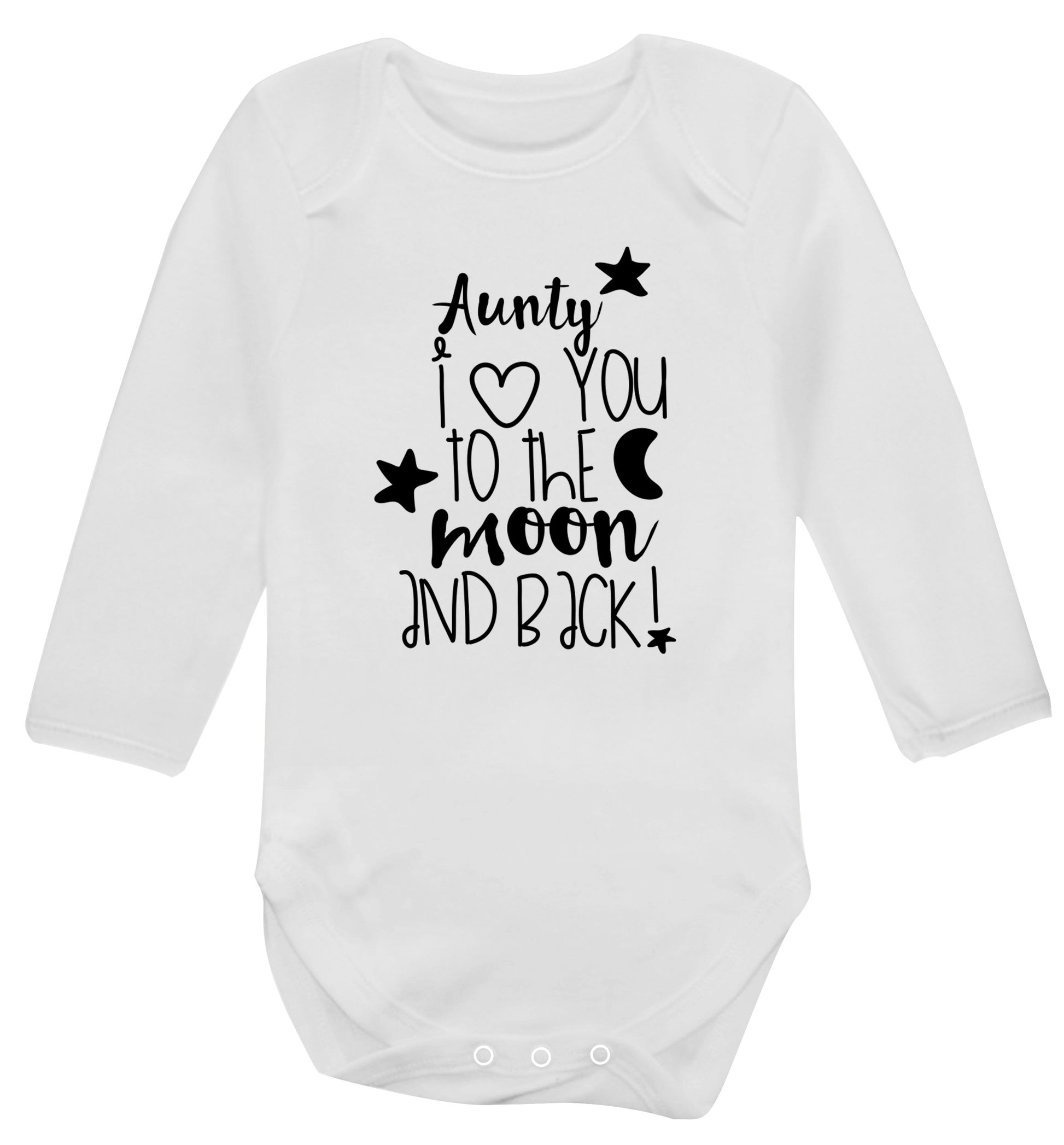Aunty I love you to the moon and back Baby Vest long sleeved white 6-12 months