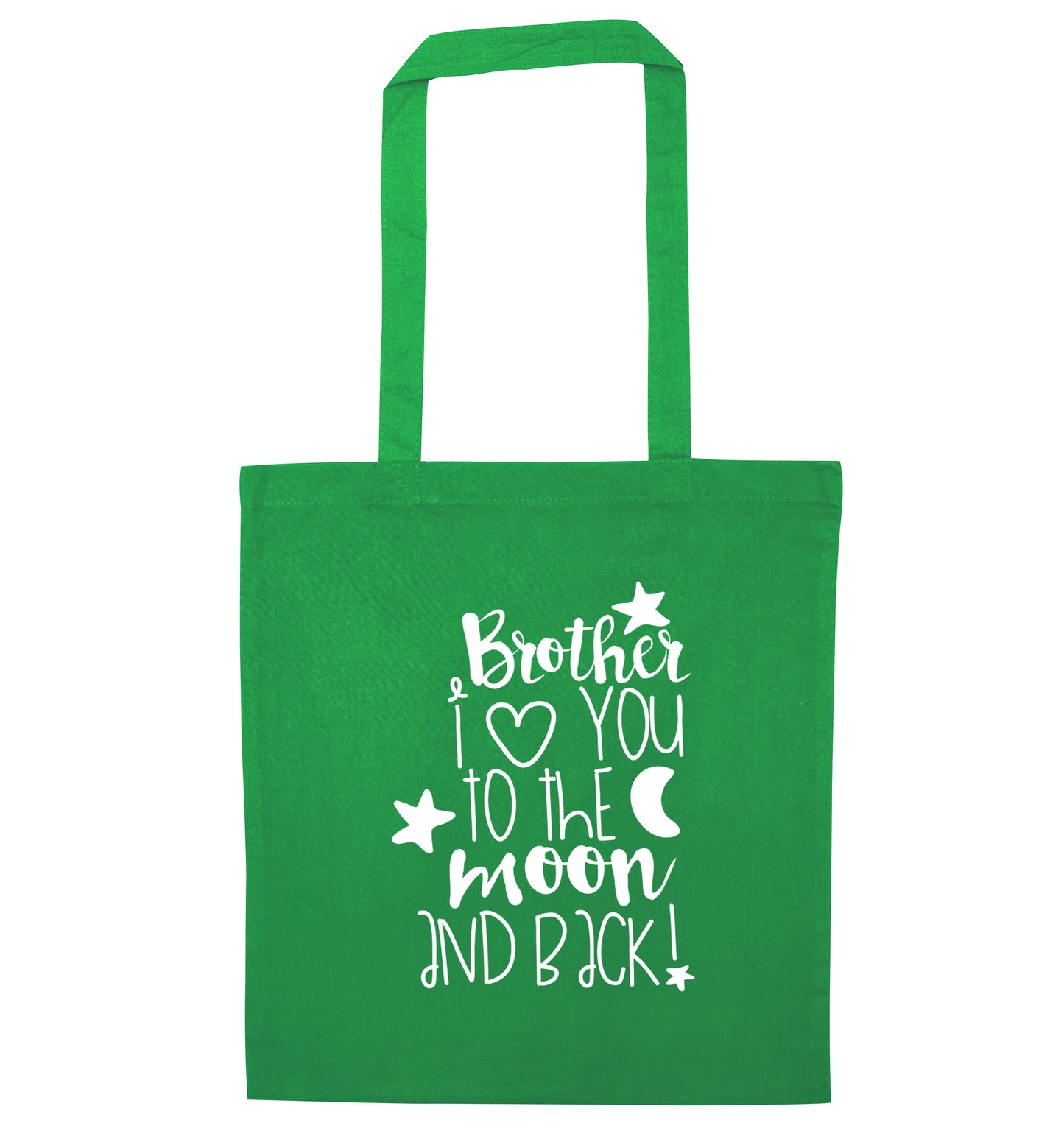 Brother I love you to the moon and back green tote bag