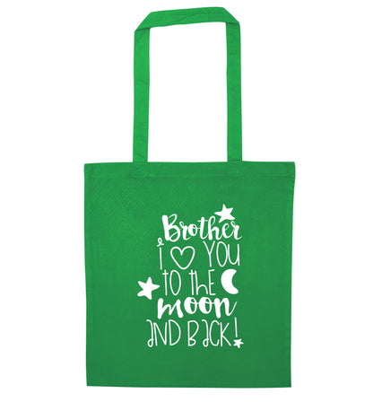 Brother I love you to the moon and back green tote bag