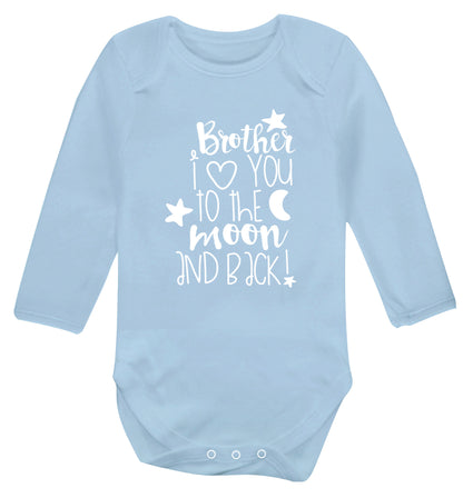 Brother I love you to the moon and back Baby Vest long sleeved pale blue 6-12 months