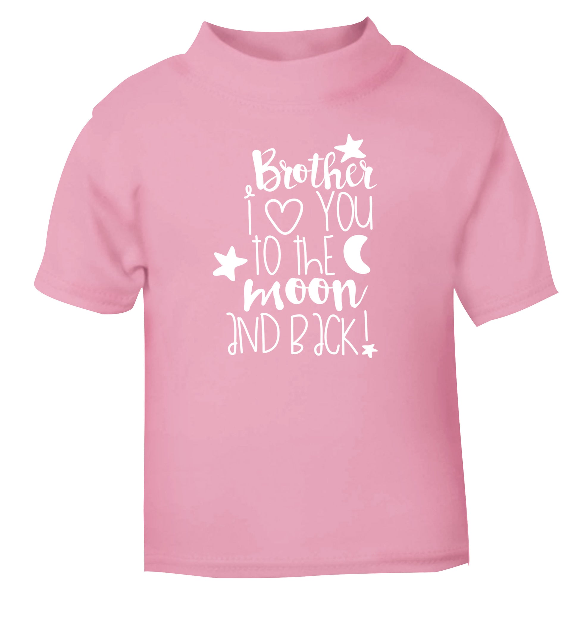 Brother I love you to the moon and back light pink Baby Toddler Tshirt 2 Years
