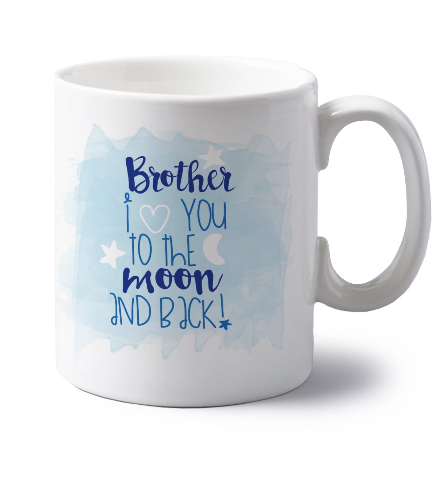 left handed white ceramic mug 
