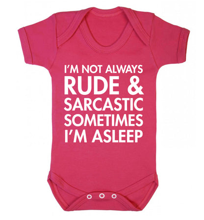 I'm not rude and sarcastic sometimes I'm asleep Baby Vest dark pink 18-24 months