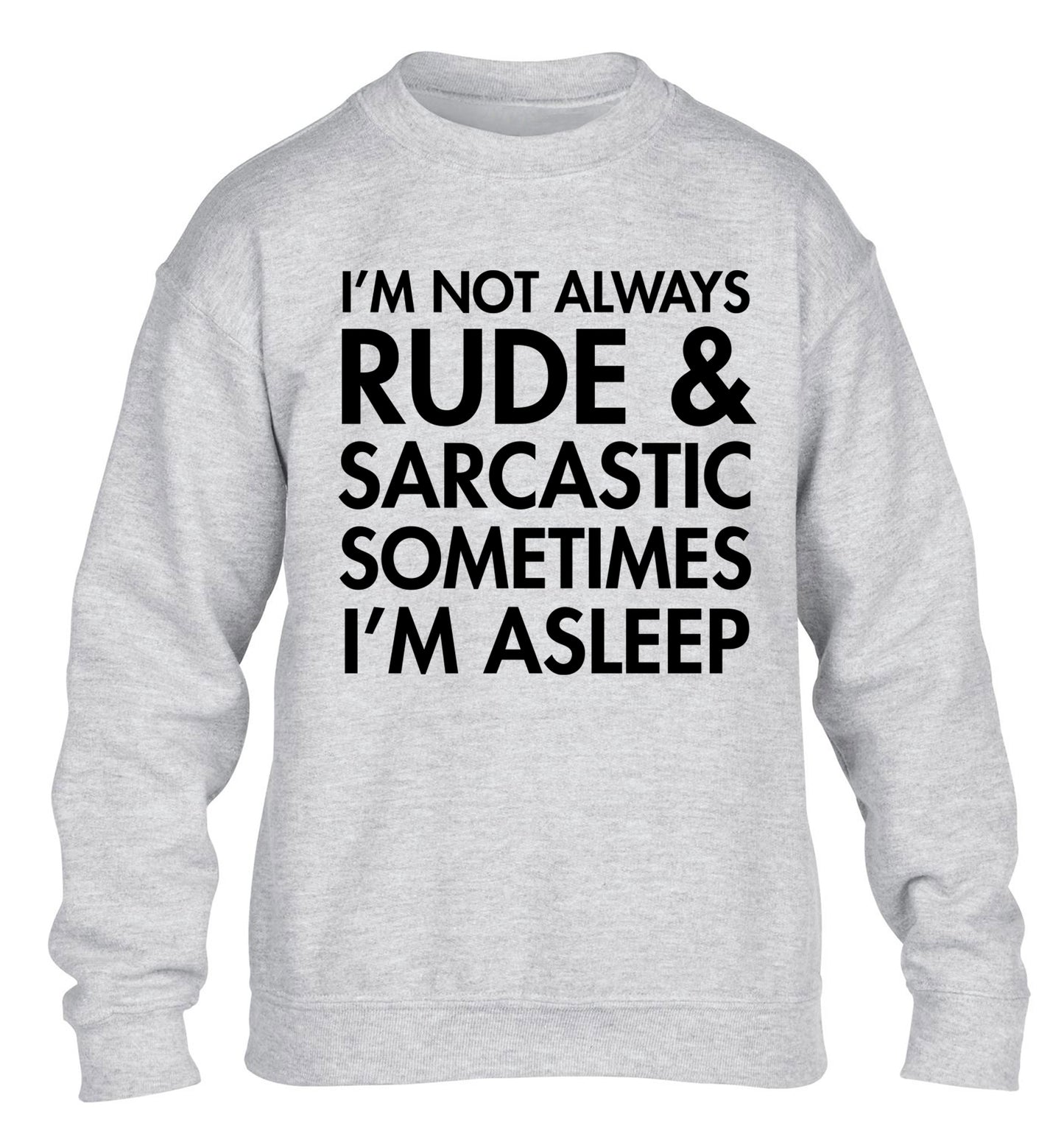 I'm not rude and sarcastic sometimes I'm asleep children's grey sweater 12-14 Years