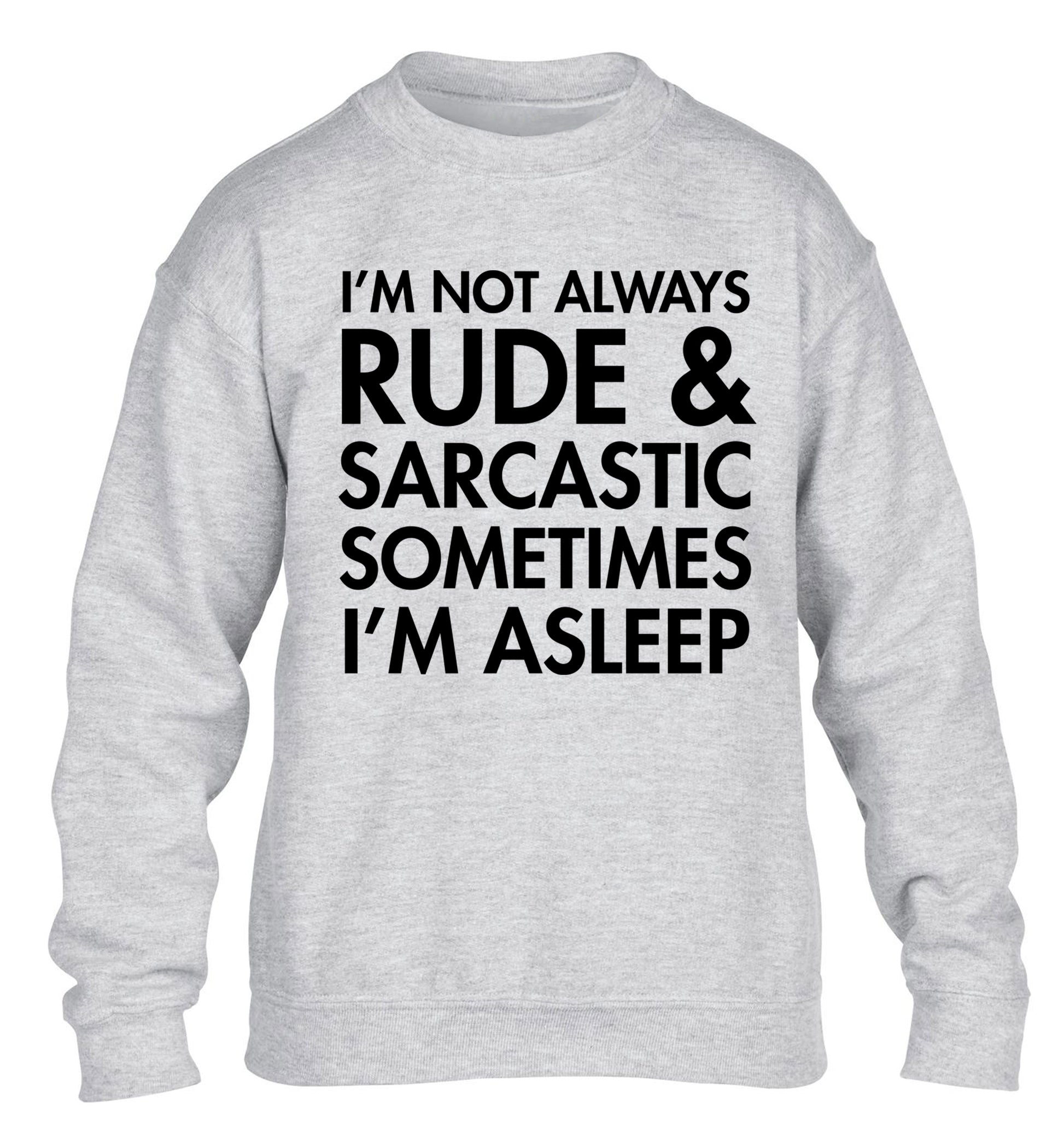 I'm not rude and sarcastic sometimes I'm asleep children's grey sweater 12-14 Years