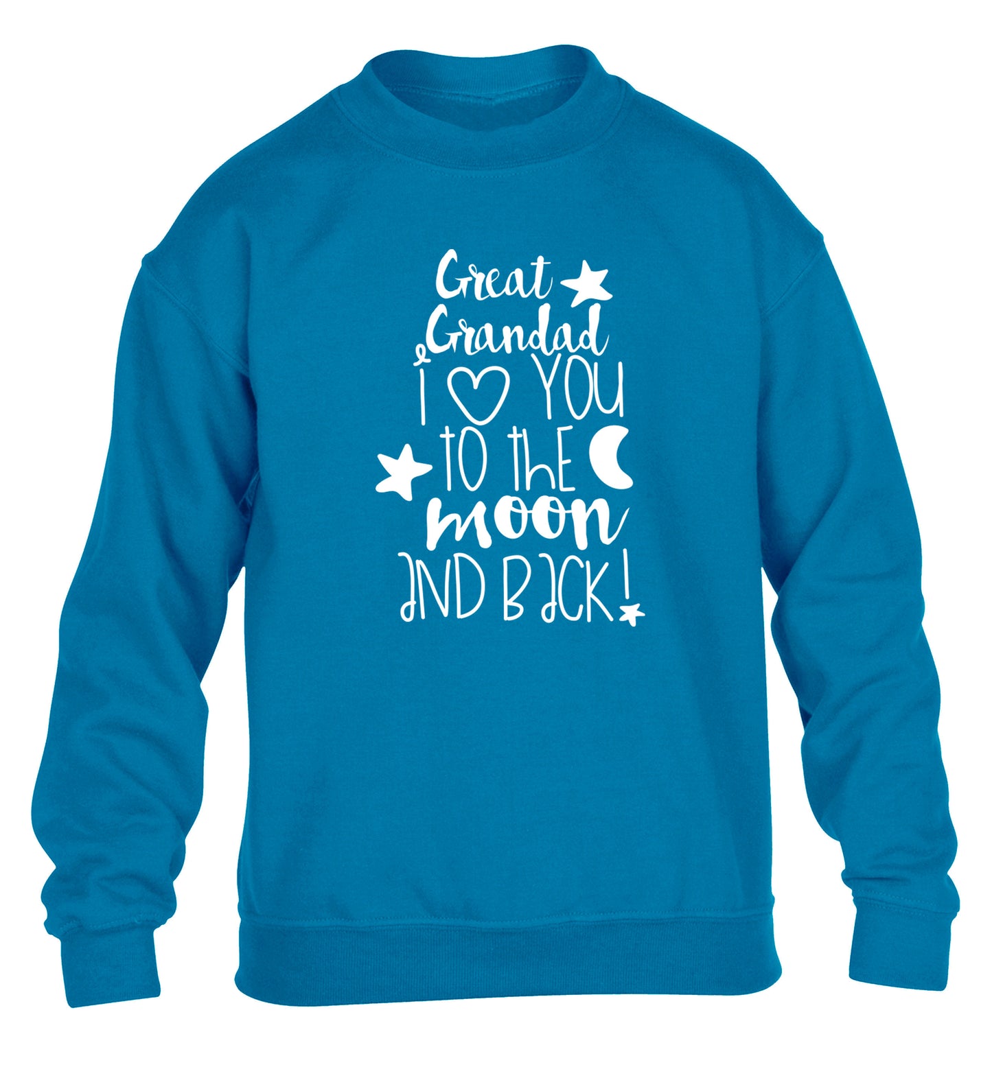 Great Grandad I love you to the moon and back children's blue  sweater 12-14 Years