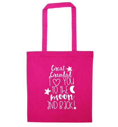 Great Grandad I love you to the moon and back pink tote bag