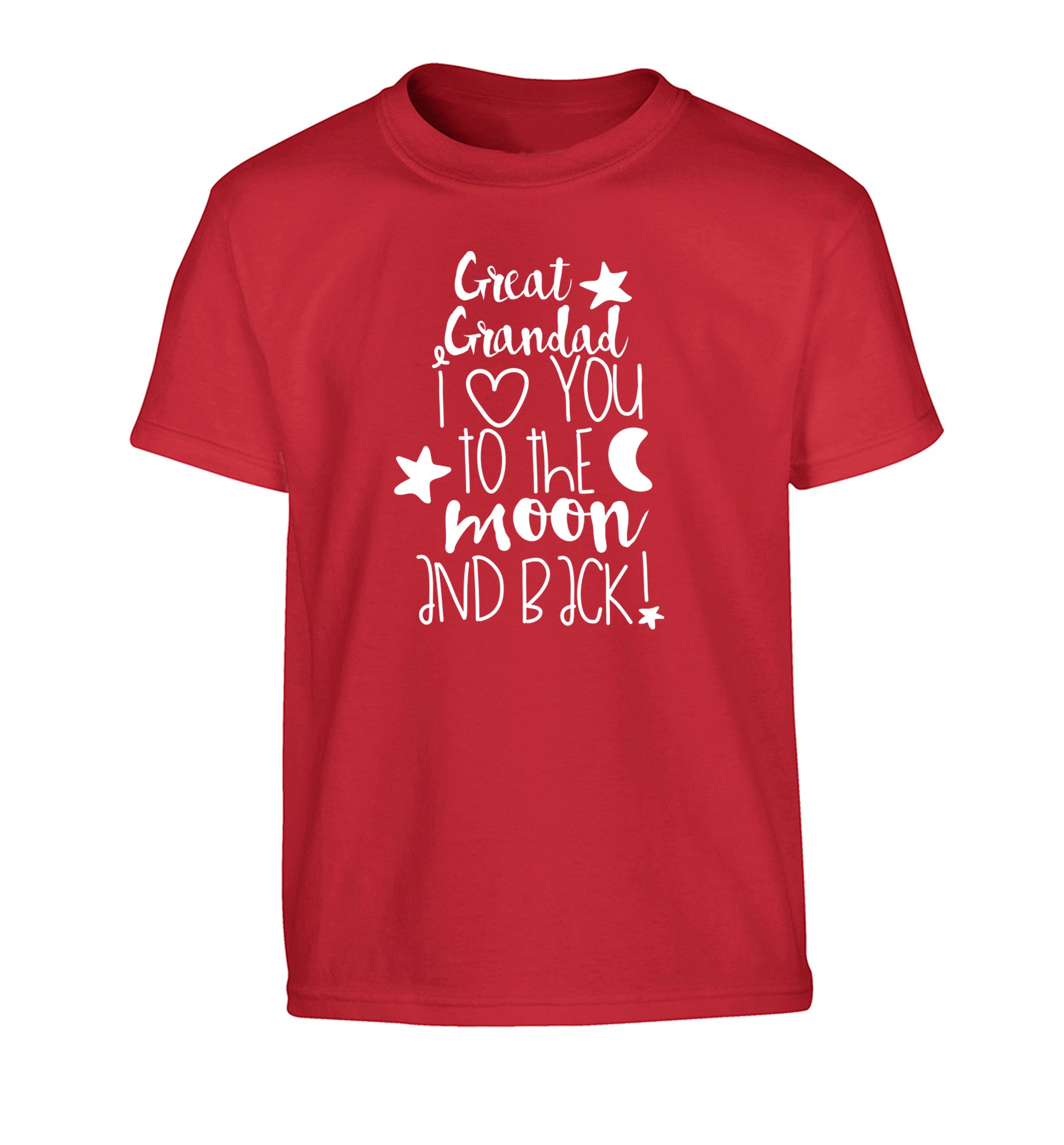 Great Grandad I love you to the moon and back Children's red Tshirt 12-14 Years