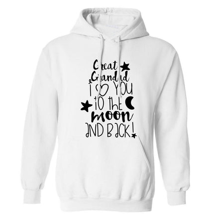 Great Grandad I love you to the moon and back adults unisex white hoodie 2XL