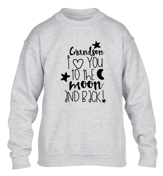 Grandson I love you to the moon and back children's grey  sweater 12-14 Years