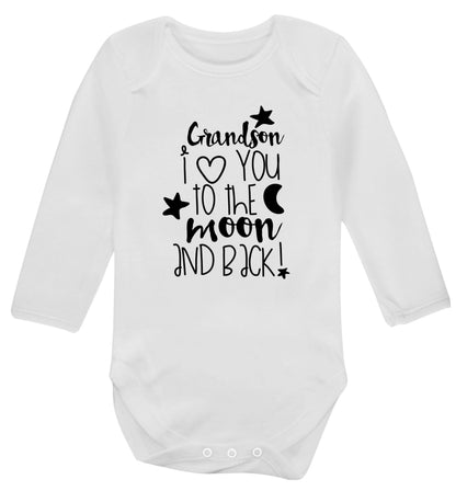 Grandson I love you to the moon and back Baby Vest long sleeved white 6-12 months