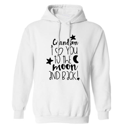 Grandson I love you to the moon and back adults unisex white hoodie 2XL