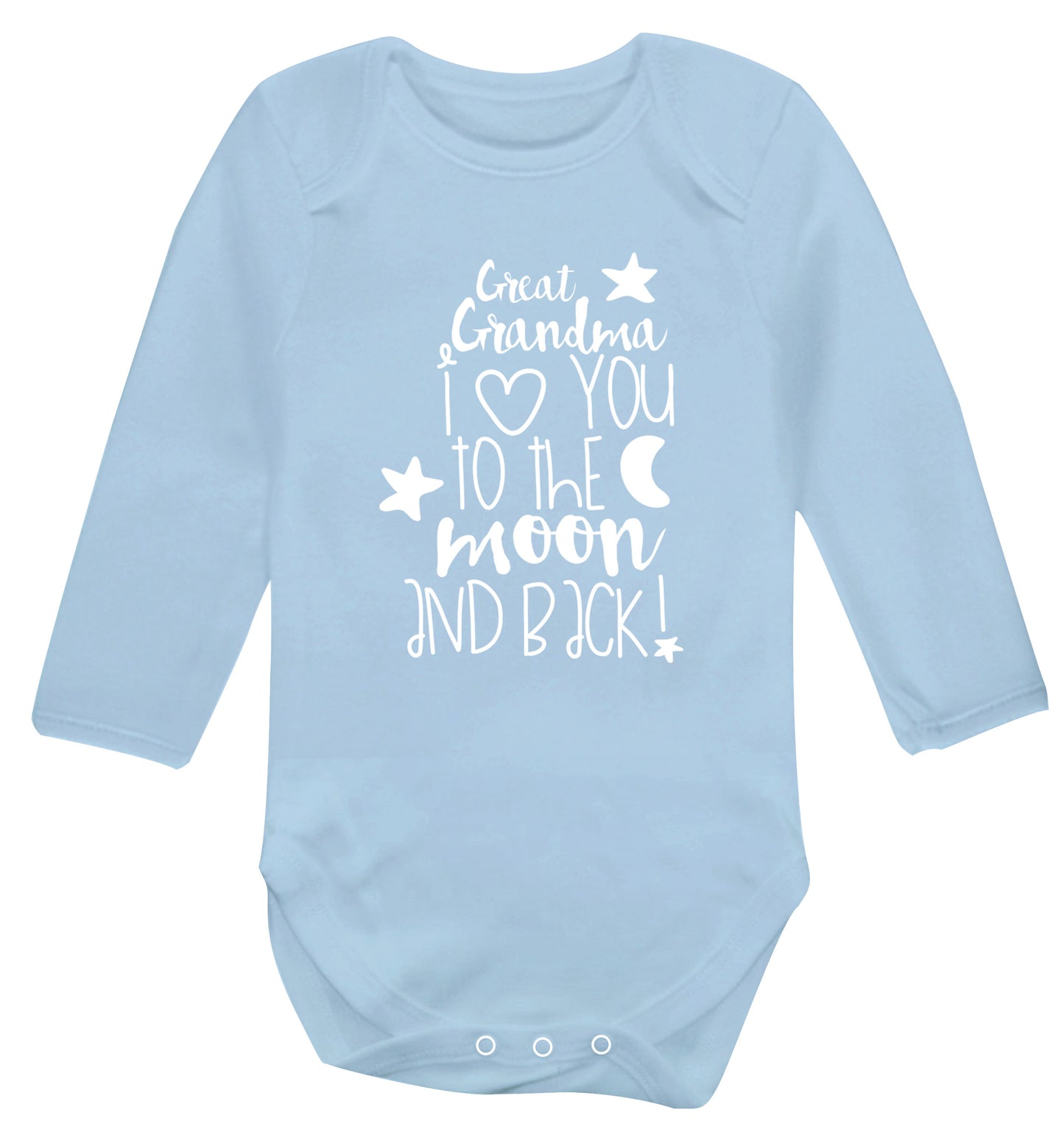 Great Grandma I love you to the moon and back Baby Vest long sleeved pale blue 6-12 months