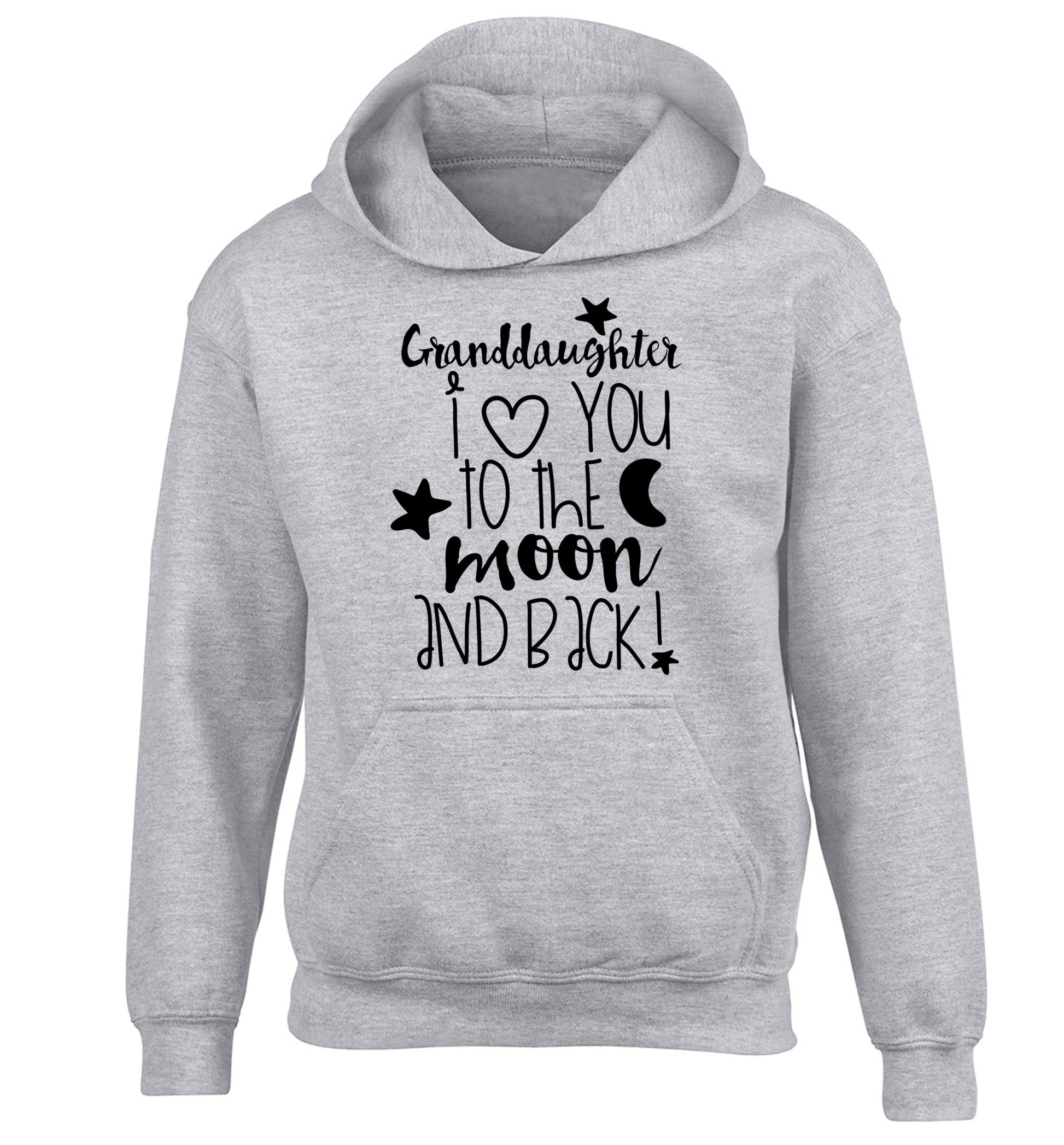 Granddaughter I love you to the moon and back children's grey hoodie 12-14 Years