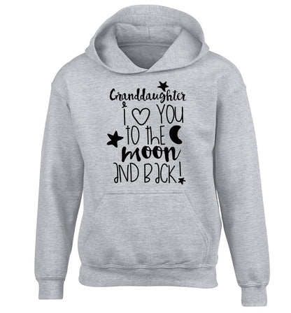 Granddaughter I love you to the moon and back children's grey hoodie 12-14 Years