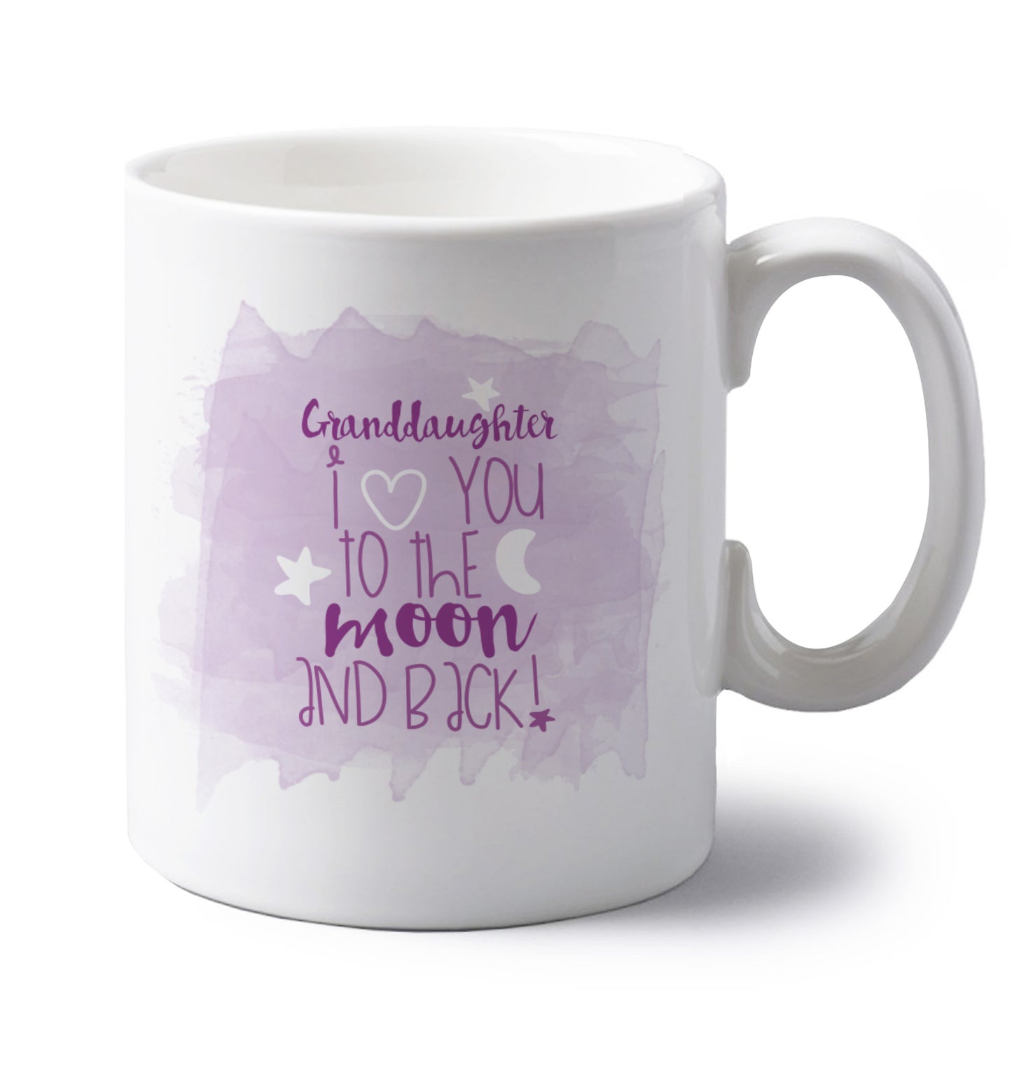 left handed white ceramic mug 