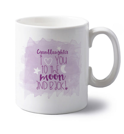 left handed white ceramic mug 