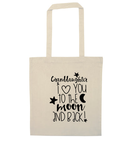Granddaughter I love you to the moon and back natural tote bag