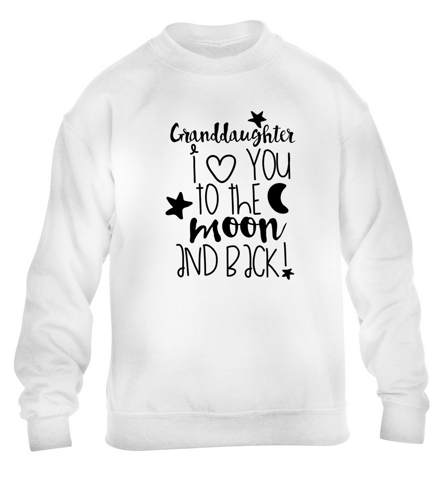 Granddaughter I love you to the moon and back children's white  sweater 12-14 Years