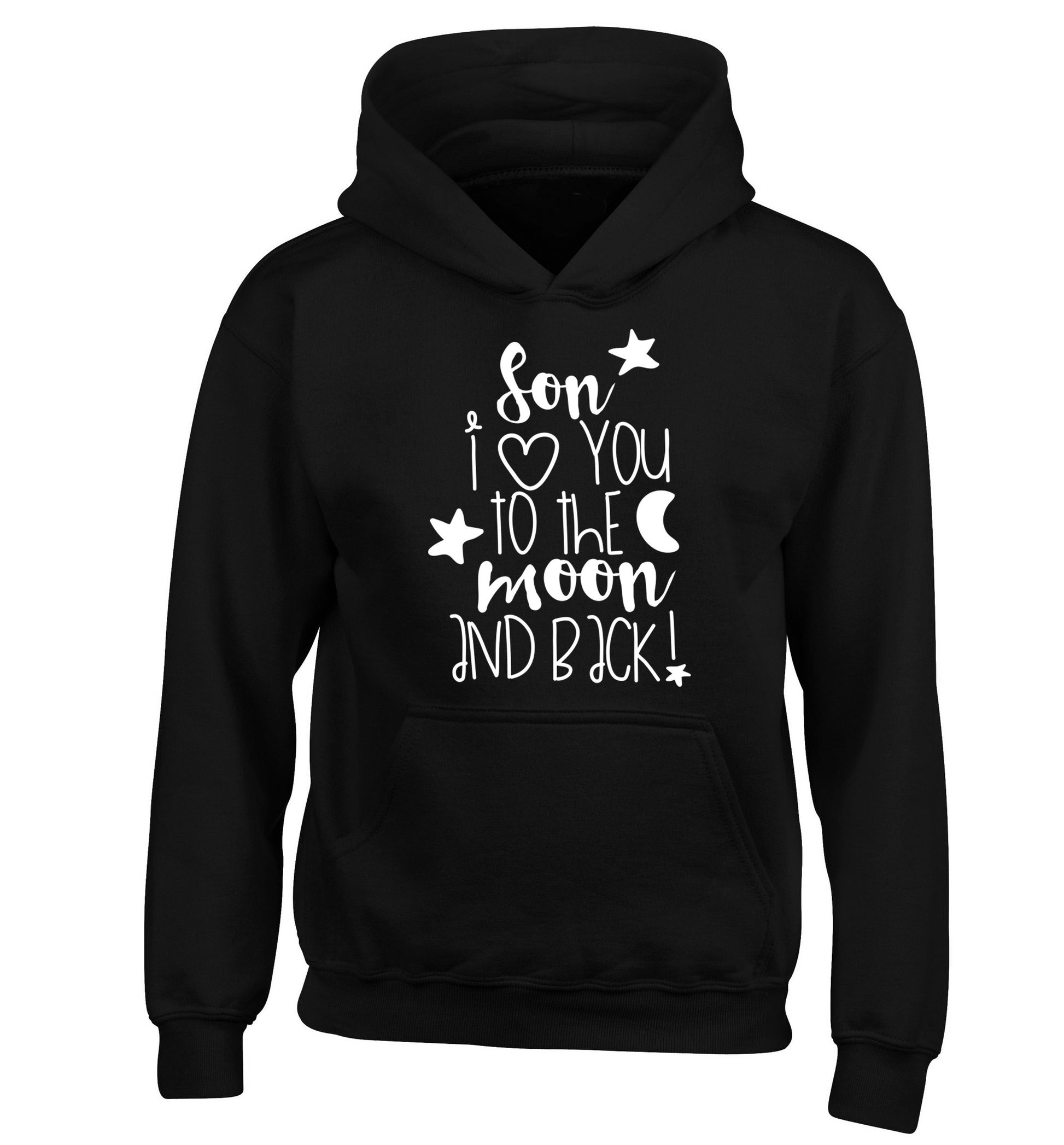 Son I love you to the moon and back children's black hoodie 12-14 Years