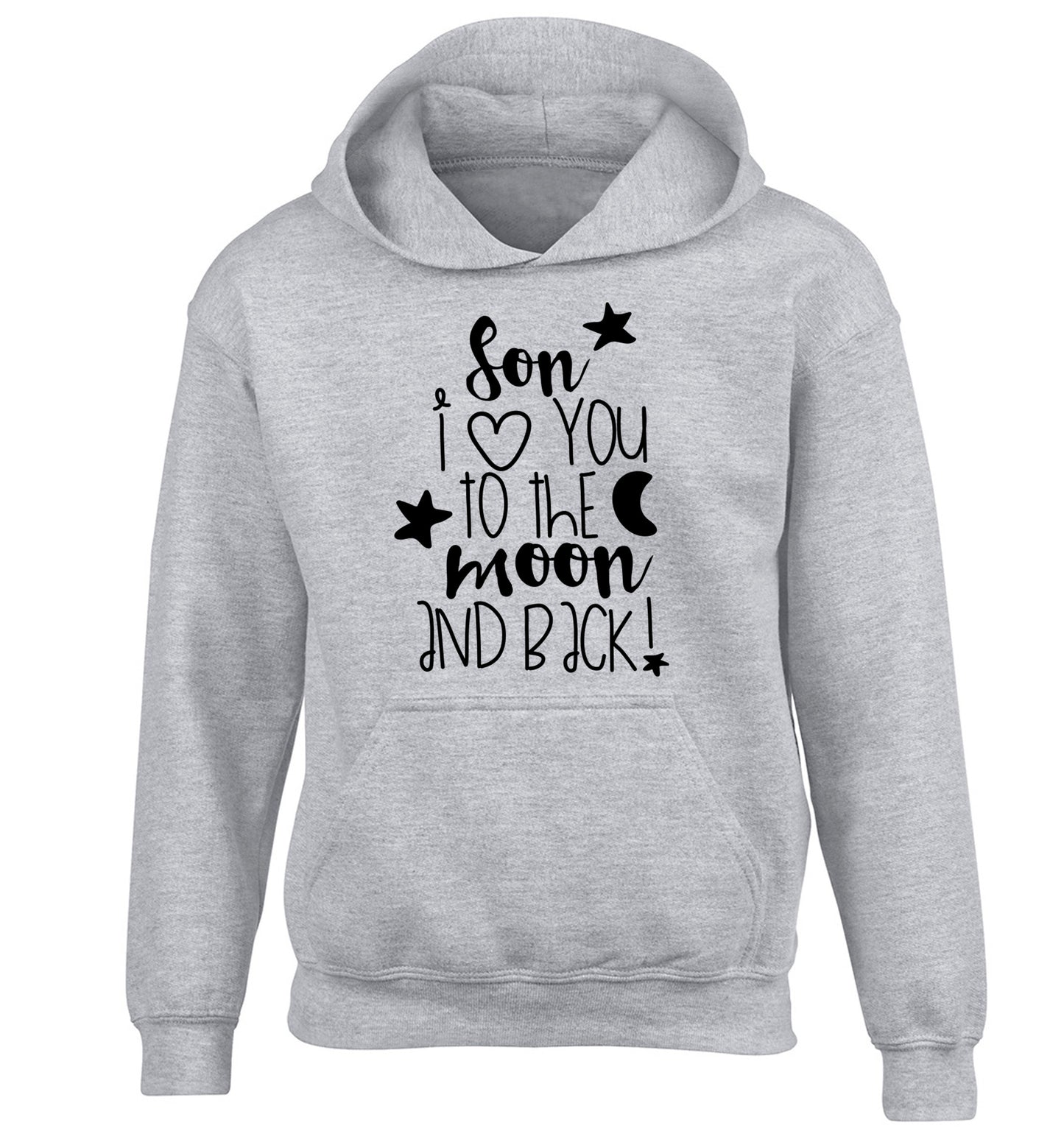 Son I love you to the moon and back children's grey hoodie 12-14 Years