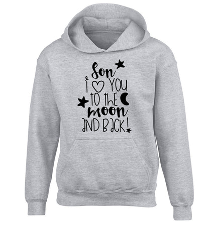 Son I love you to the moon and back children's grey hoodie 12-14 Years