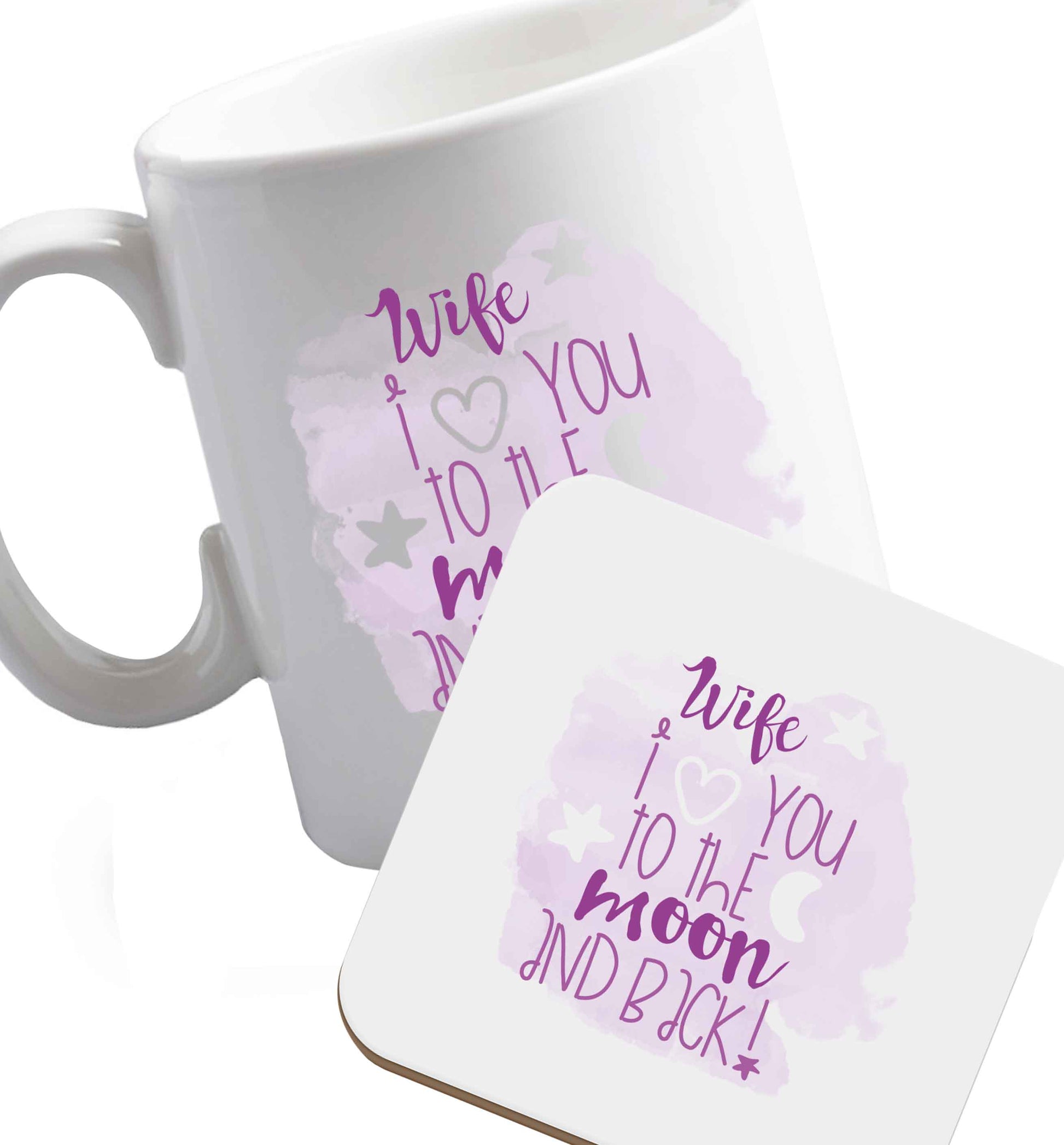 10 oz Favourite Type Pan Pancake ceramic mug and coaster set right handed