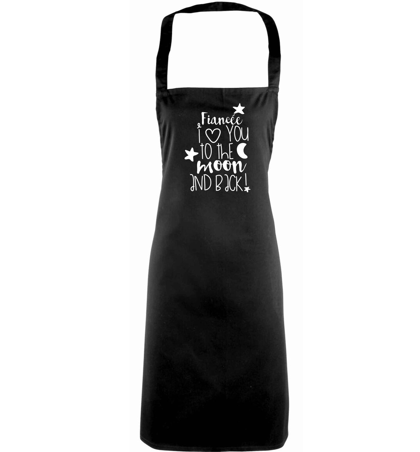 Fiancée I love you to the moon and back adults black apron