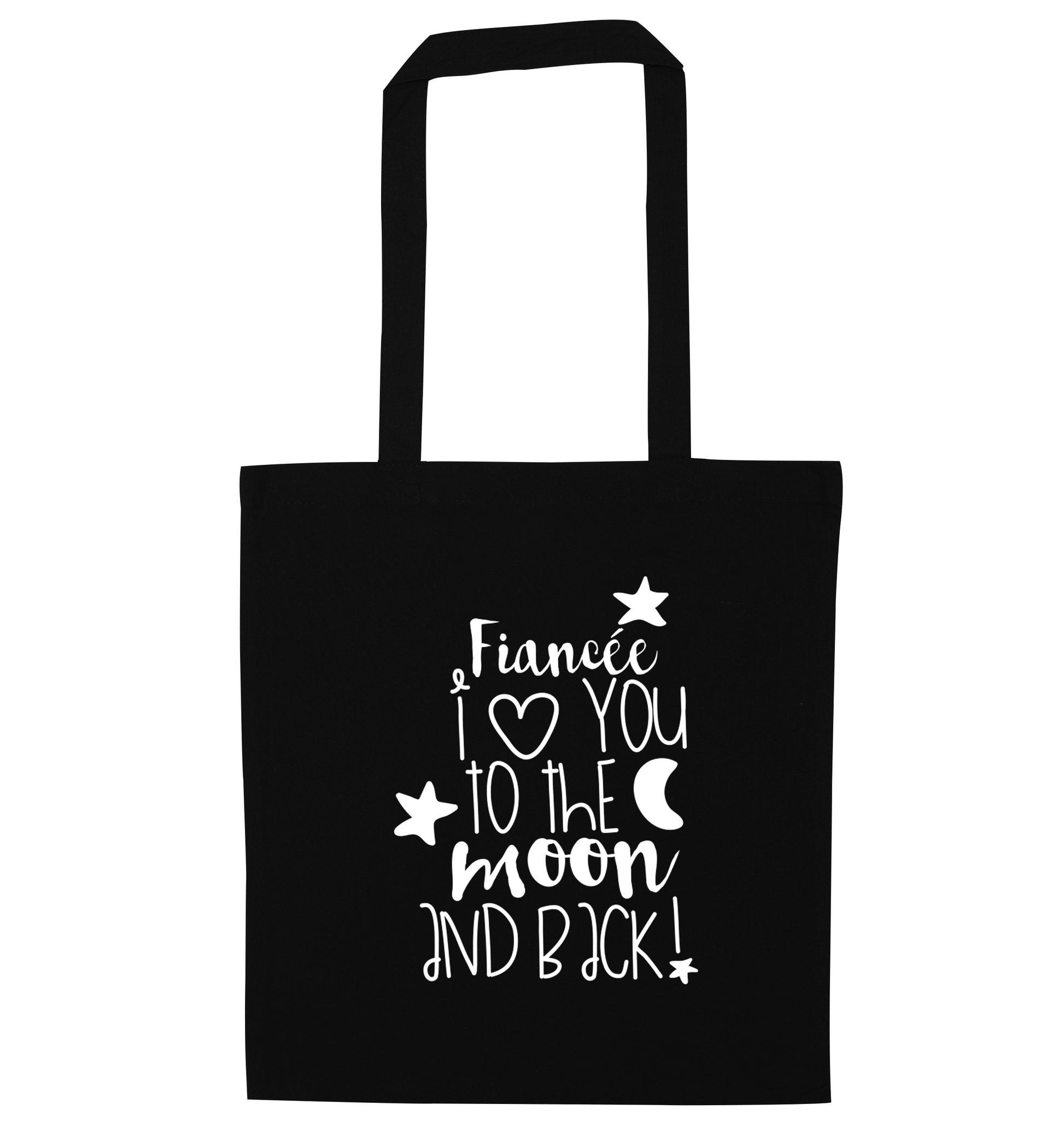 Fianc?_e I love you to the moon and back black tote bag
