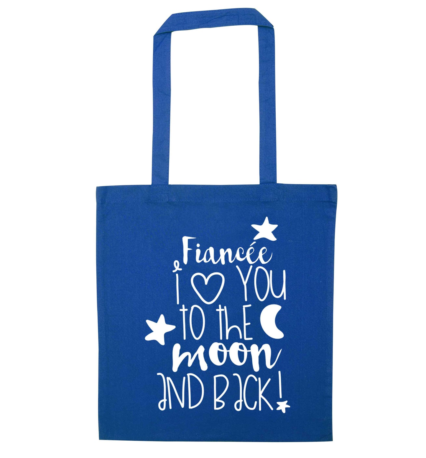 Fianc√©e I love you to the moon and back blue tote bag