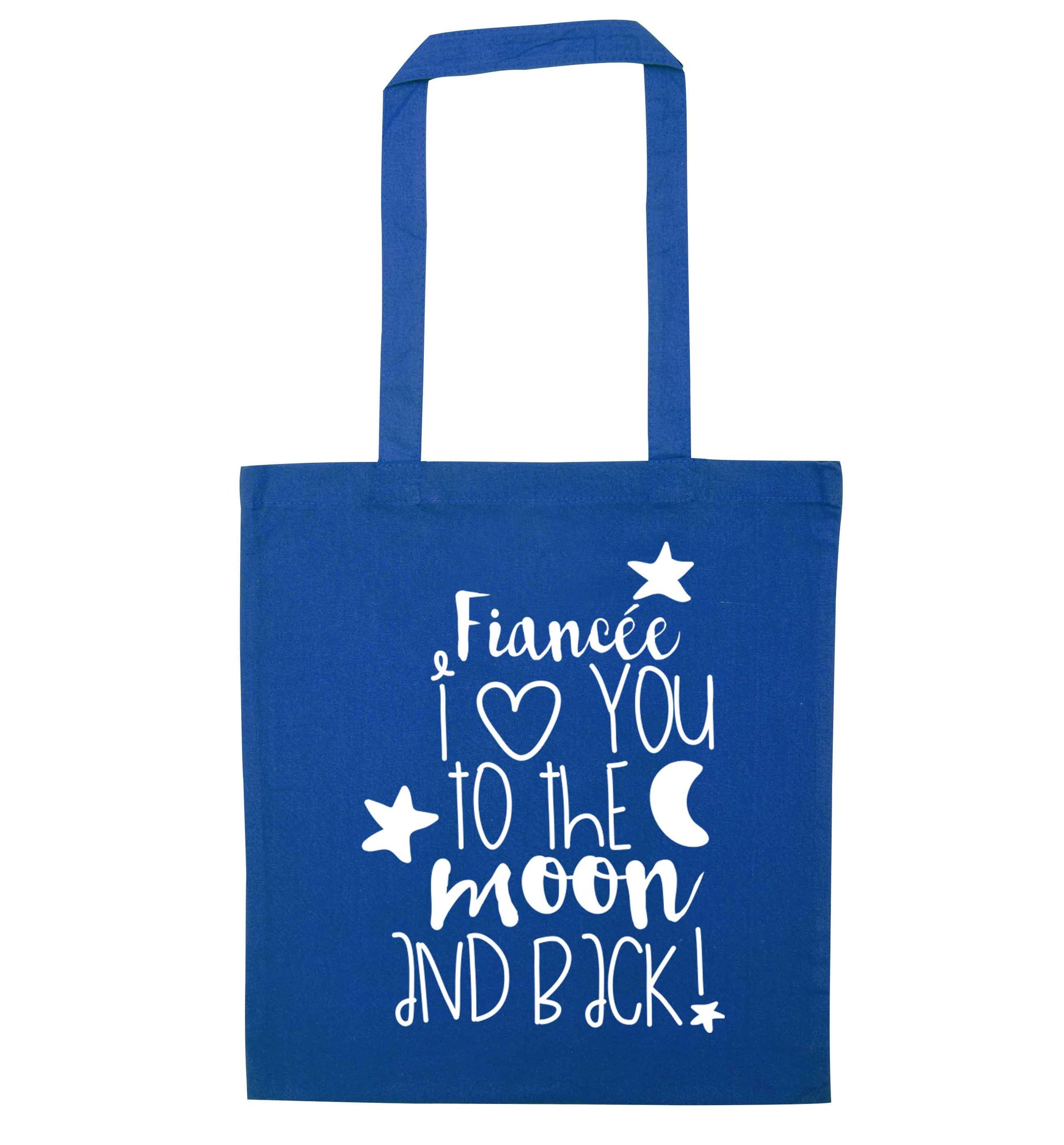 Fianc√©e I love you to the moon and back blue tote bag