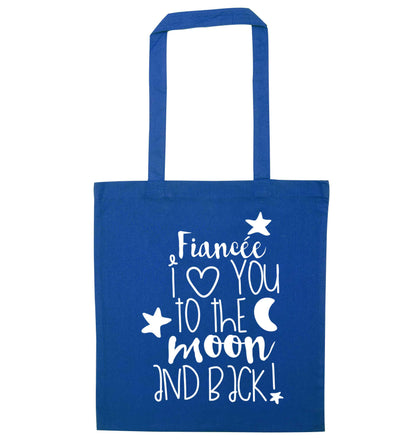 Fianc√©e I love you to the moon and back blue tote bag