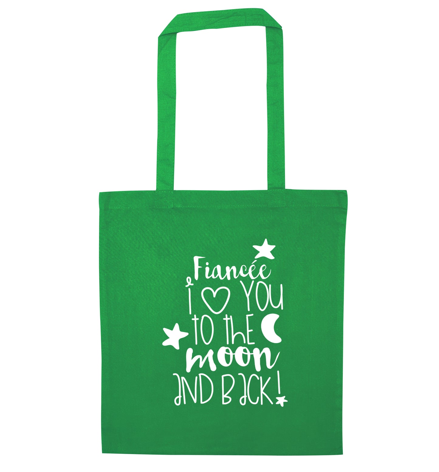 Fianc?_e I love you to the moon and back green tote bag