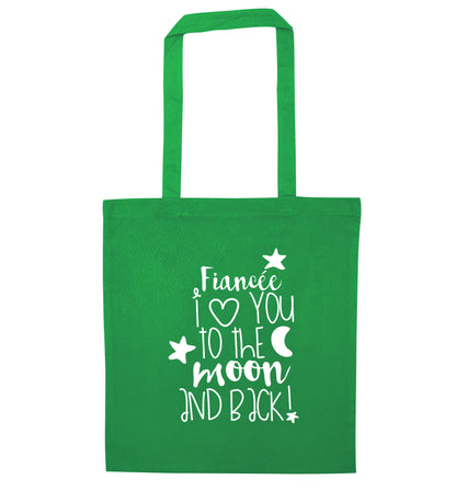 Fianc?_e I love you to the moon and back green tote bag