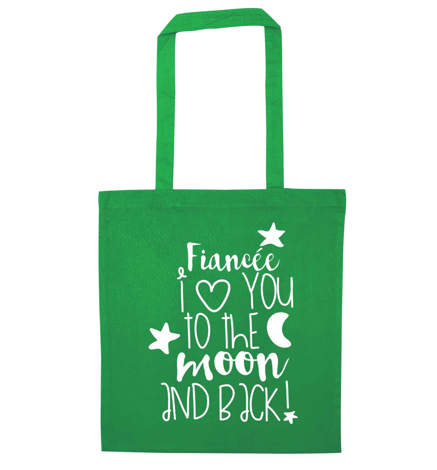 Fianc√©e I love you to the moon and back green tote bag