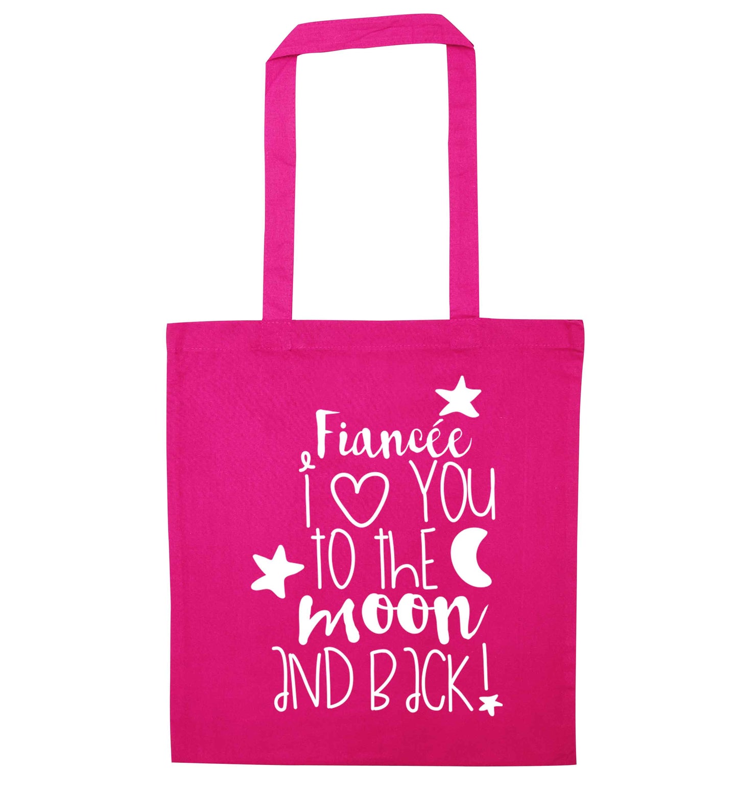Fianc√©e I love you to the moon and back pink tote bag