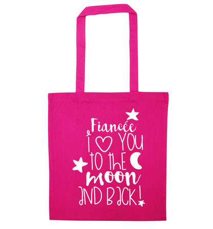 Fianc√©e I love you to the moon and back pink tote bag