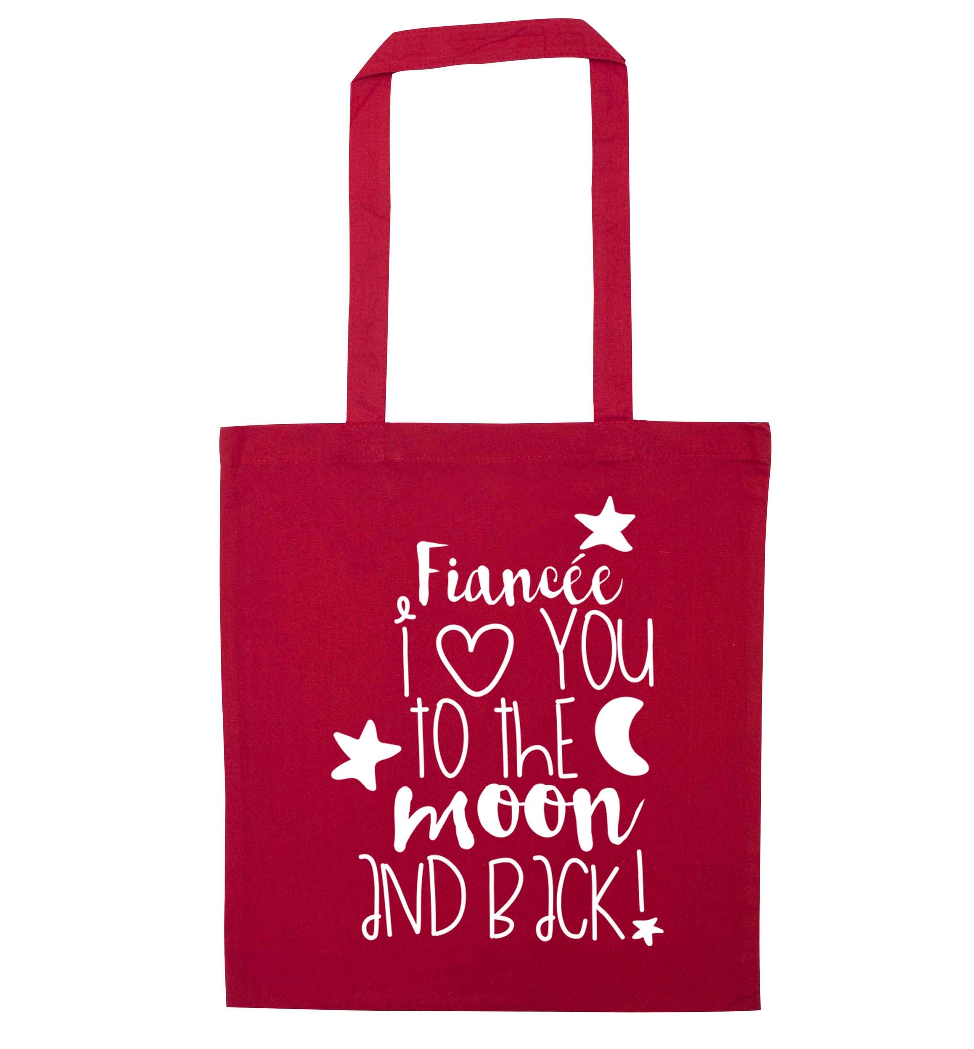 Fianc√©e I love you to the moon and back red tote bag