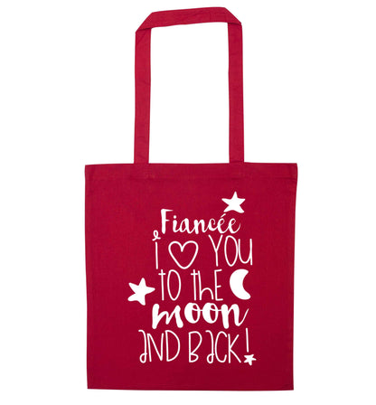 Fianc√©e I love you to the moon and back red tote bag