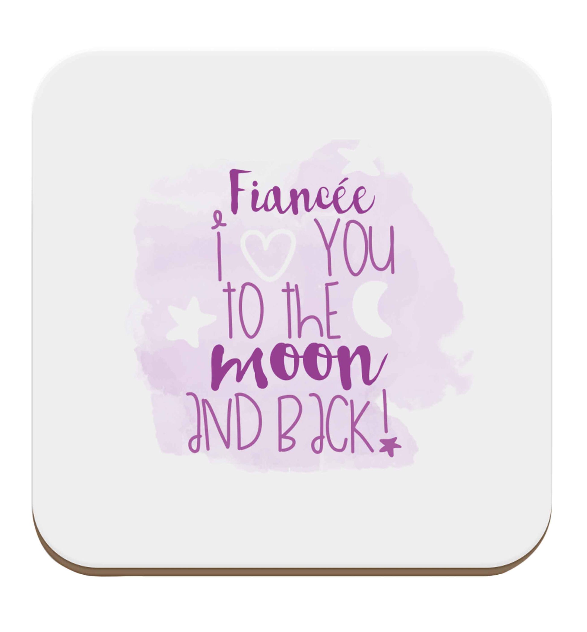 Fianc√©e I love you to the moon and back set of four coasters