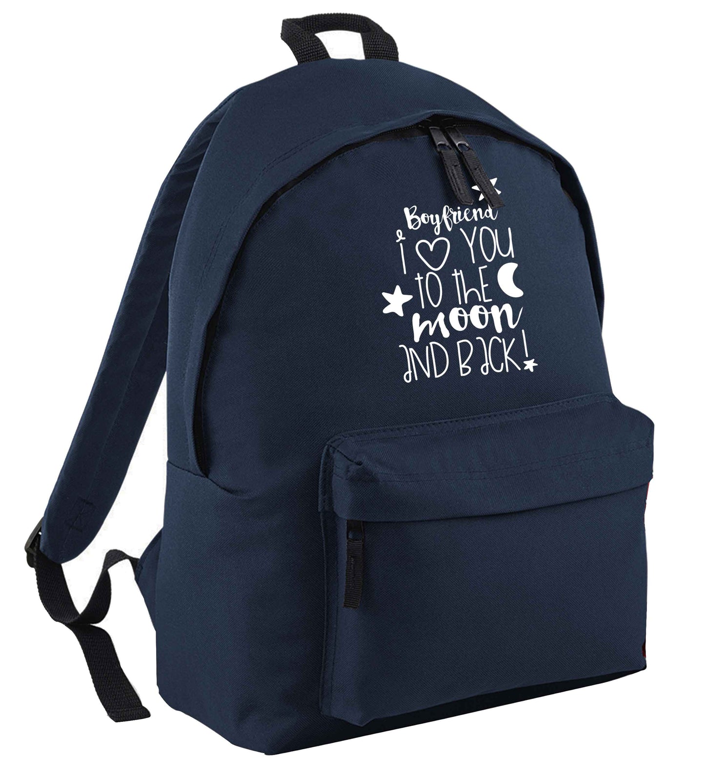 Boyfriend I love you to the moon and back navy adults backpack