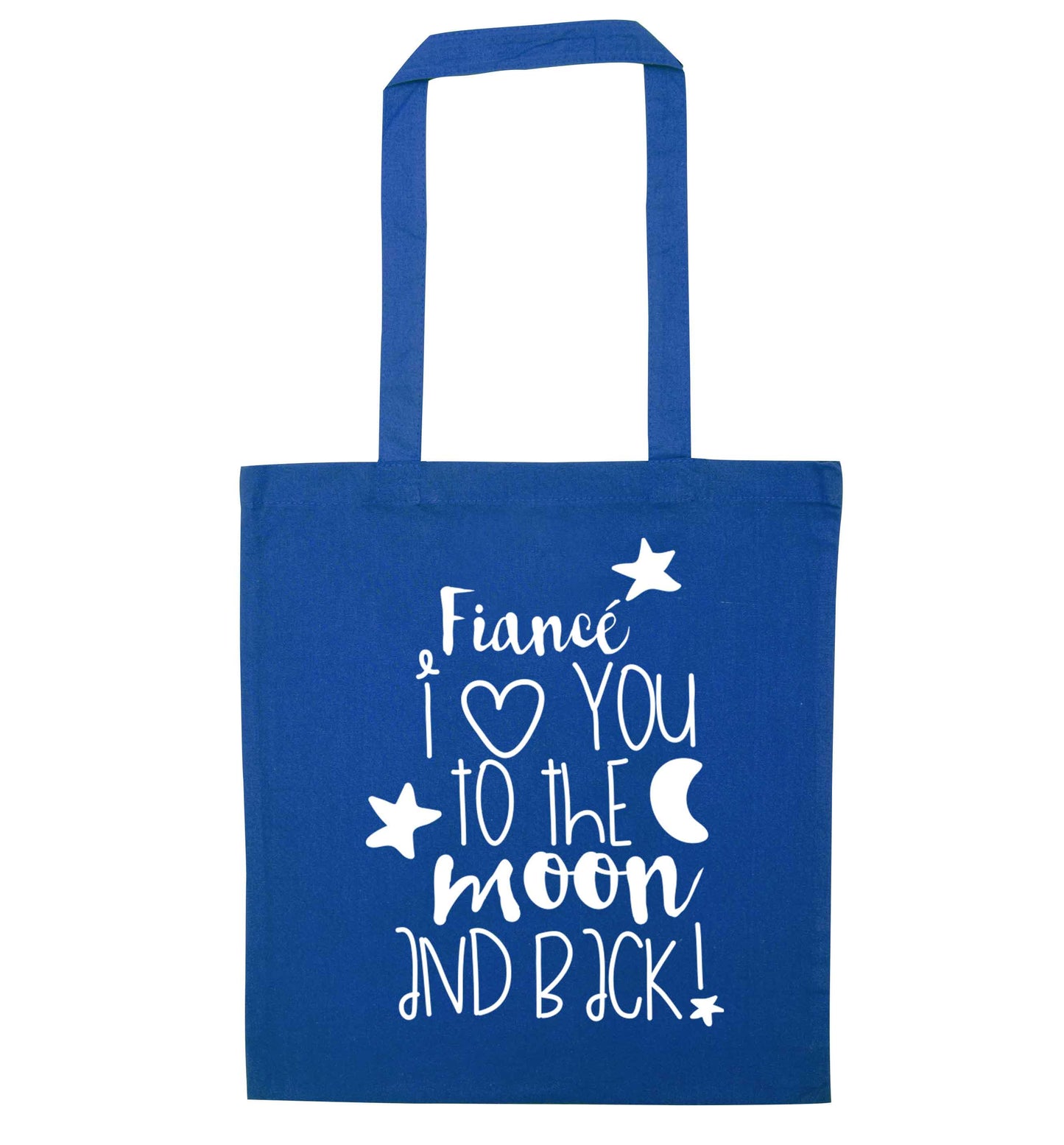 Fianc√© I love you to the moon and back blue tote bag